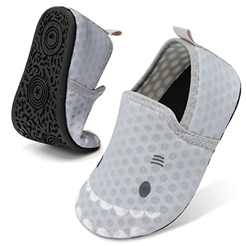 Lefflow Baby Boy Water Shoes Toddler Beach Swimming Aqua Shoes Socks Baby Shark Non Slip House Moccasin Slippers Socks Grey Size 6-6.5