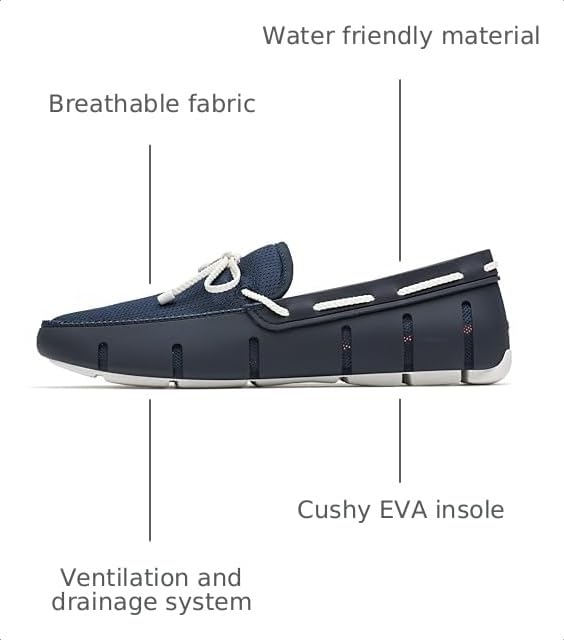 Image of SWIMS Braided Lace Loafer for Men, Breathable Slip On Water Friendly Driving Shoe, Lightweight Mesh Upper, Drainage Sole