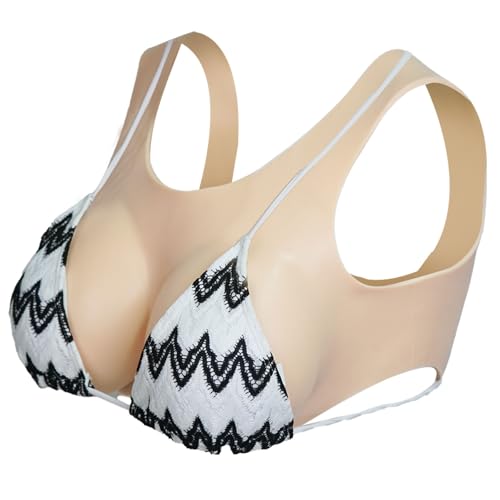 Silicone Breasts Forms,Silicone Breastplate B-G Cup Fake Boobs for Crossdressers Transgender Drag Queen Cosplay(U-Back)