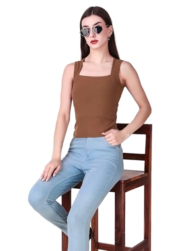 Image of Sizi Women Padded Camisole Workout Top| Tank Top with No Trace,Square Neck Seamless Vest,Elastic Removable Wide Shoulder Strap Camisole