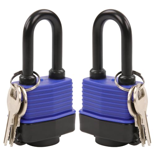 SEPOX® Heavy-Duty 44mm 1.75' Out-Door Padlock Keyed-Alike, Water-Resistant Cover, Steel Lock with Same-Key, Extra-Long-Shackle Anti-Rust, Brass Cylinder for Boat, Fishing, Marine, Fence
