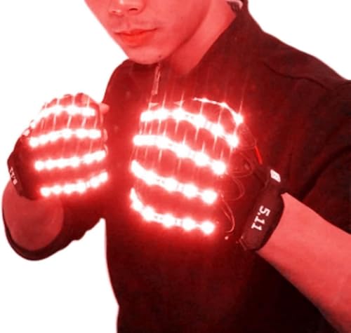 YUANYUYING Gants LED Flash - Gants lumineux pour fêtes, Halloween et événements | Lumineux et clignotants | Fonctionnement facile à piles (Rouge, Standard)