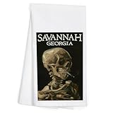 Lantern Press Savannah, Georgia, Head of a Skeleton with Cigarette, Vincent Van Gogh c. 1886 (100% Cotton Tea Towel, Decorative Hand Towel, for Kitchen and Home)