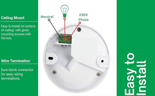 Image of Jackal Ceiling Mount PIR Motion Sensor Switch 220-240V AC, Automatic Light Controller with Adjustable Timer & Lux, 360 Detection for Home, Office, Corridor Lighting