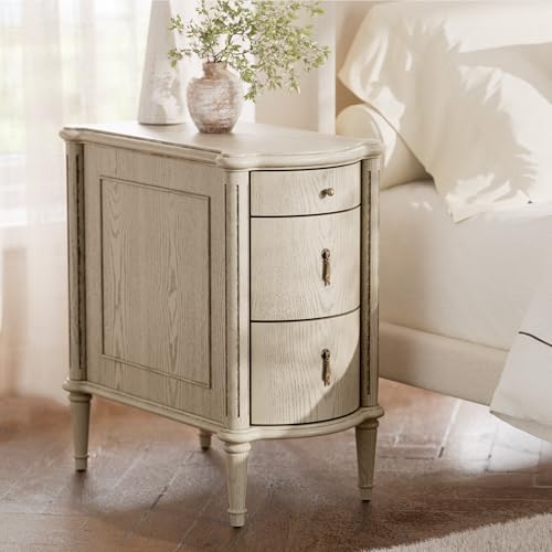 STO'SENSE Nightstand w/Charging Station & 3 Drawers, Pre-Assemble...
