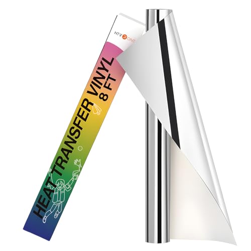 Image of HTVRONT Metallic Silver Heat Transfer Vinyl - 12in x 8ft Iron on Vinyl, Easy to Weed & Transfer Metallic HTV Vinyl - Silver Foil HTV for T-Shirts Compatible with Cricut Cutting Machine