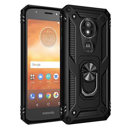 BestST Funda para Motorola Moto E5 Play Armor Carcasa con 360 Anillo iman Soporte Hard PC y Silicona TPU Bumper antigolpes Fundas Carcasas Case para movil Motorola E5 Play, Negro