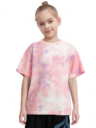 Kids Girls Short Sleeve Crew Neck Tie Dye Tee Tops Blouse T-Shirt Casual Summer Party Shirts