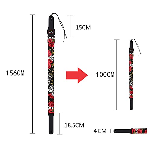 rayzm Sangle en Coton pour Guitare Acoustique/électrique ou Basse, avec Porte-médiators. Avec des motifs Cranes et roses… - Les Beatles, Paul McCartney, John Lennon, RIngo Starr, George Harrison rayzm Sangle en Coton pour Guitare Acoustique/électrique ou Basse, avec Porte-médiators. Avec des motifs Cranes et roses… – Image 3