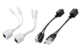 OdiySurveil 2Kits Passive PoE Injector and Splitter Kit with 5.5x2.1 mm DC Male and Female Connector(White and Black)