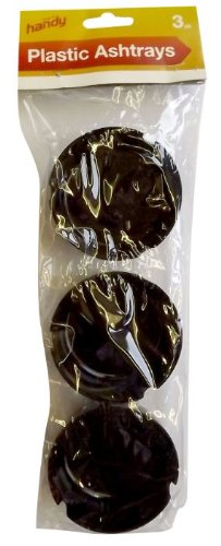 3 x Plastic Melamime Black Ashtray 3inch dia