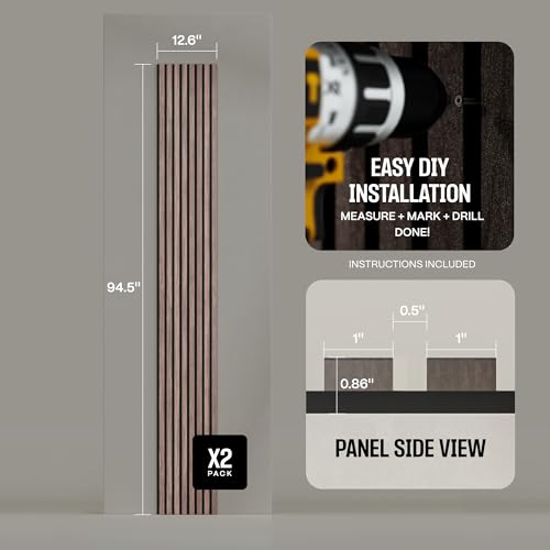 Image of 2-Pack Acoustic Wood Slat Panels - Soundproof Wall Paneling for Interior Decor