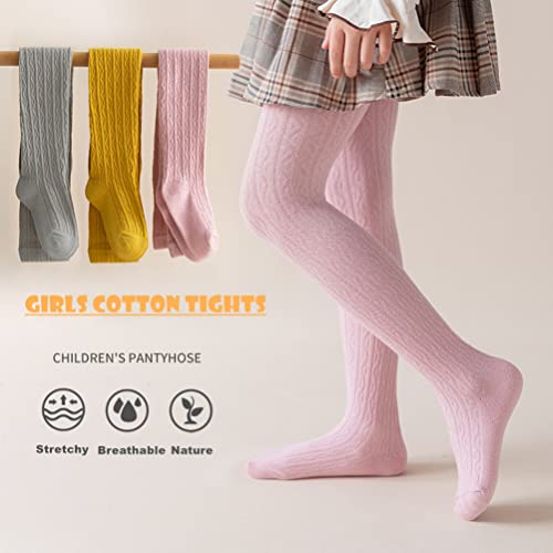 Bafeicao 3/4/5 Pack Toddler Baby Girls Tights Cable Knit Leggings Stockings Little Girl Cotton Pantyhose2
