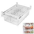 YekouMax Fridge Drawer Organizer, Refrigerator Organizer Bins, Pull Out with Handle, Shelf Holder Storage Box, Clear Container for Food, Drinks, Fit for Fridge Shelf Under 0.6" (1 Pack Medium)