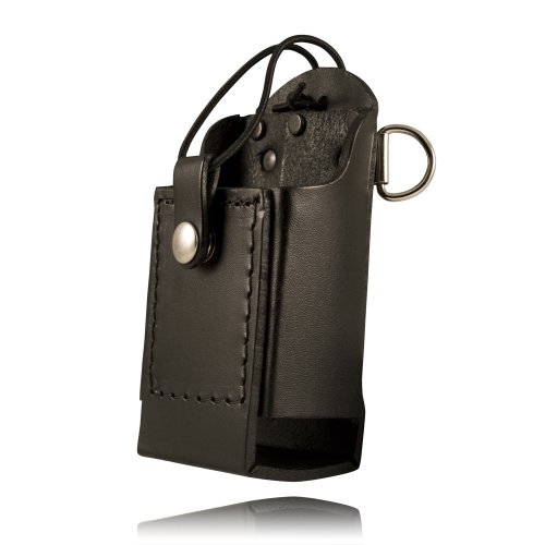 Boston Leather Firefighter's Radio Holder with D-Rings & Elastic Strap