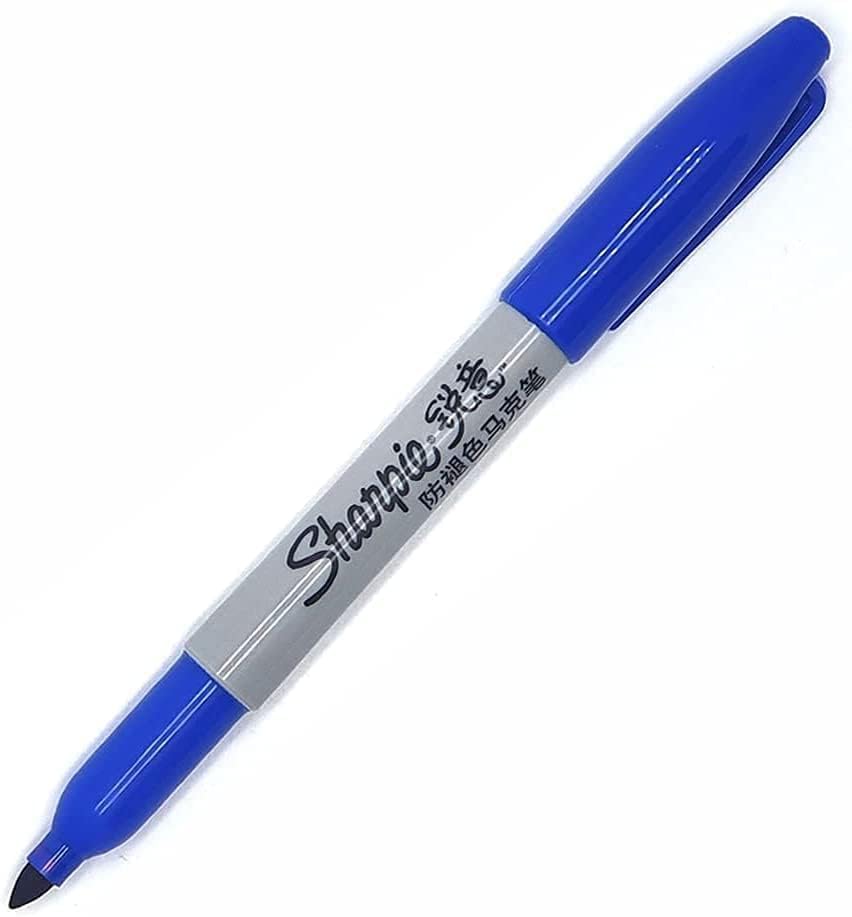 6 x Sharpie Permanent Marker Pens with Fine Point Tip for Paper Metal & Plastic, Dark Blue Colour Ink - Image 2
