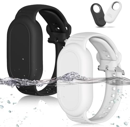 for Samsung Galaxy SmartTag 2 Wristband Holder [2-Pack], Soft Silicone Wristband Smart Tag 2 Holder Kids Bracelet Galaxy Smart Tag 2 Case for Child Elderly (Black+White)