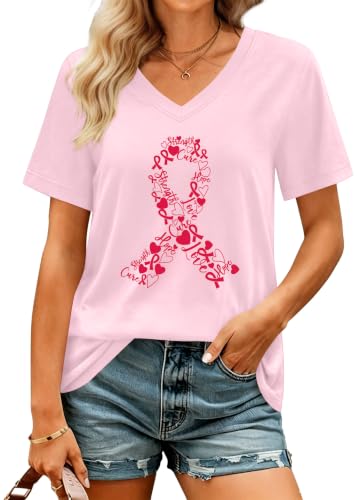 Breast Cancer Shirts Women Breast Cancer Awareness Tshirt Pink Ribbon Tee
