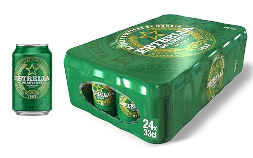 Estrella Levante - Cerveza lager de la región de Murcia, caja de 24 latas de 33 cl