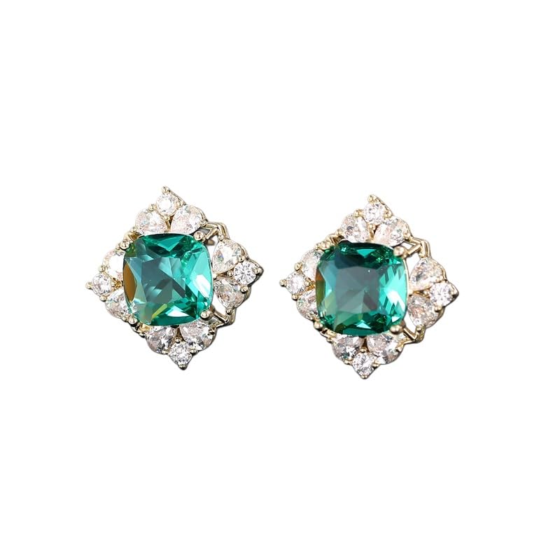 Boucles d'oreilles carrées en moissanite or femme tige géométrique pavée pour bijoux de tous les jours