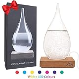 Eon Concepts Storm Glass Weather Predictor - Barometer Bottle with Stunning & Colorful LED Wood Base | Decorative Centerpiece for Home & Office | Perfect Birthday Friendship Novelty Unique Gift Idea
