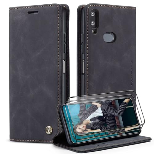 Étui pour Samsung Galaxy A10S clapet portefeuille en cuir noir