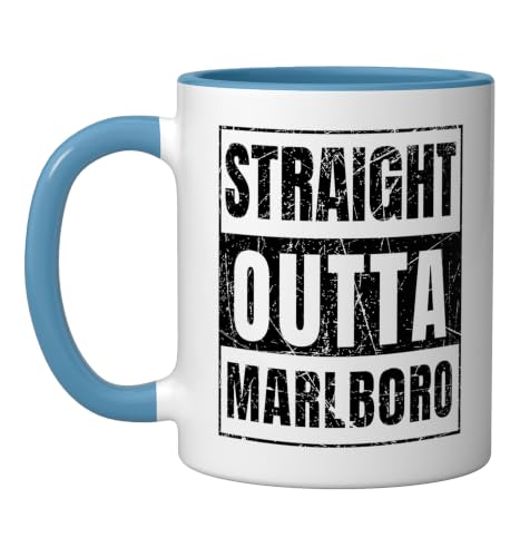 Straight Outta Marlboro New Jersey Ceramic Mug, Blue/White, 11oz