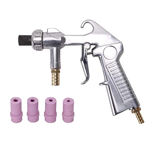 Shoze Sand Blasting Gun Handheld Sand Blaster Sandblaster with 4.5mm 5mm 6mm 7mm Ceramic Nozzles for Decorate Removing Surface Paint Stains Rust