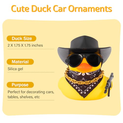 image for wonuu Black Cool Rubber Duck Car Ornaments Duck Car Dashboard Decorati