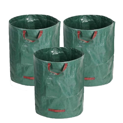 LATRAT Sac Jardinage Déchets, 3 X Sacs de Jardin 272L indéchirables, Big Bag avec Poignées, Étanche, Pliable et Réutilisable, Sac Végétaux Jardin（67x76cm）