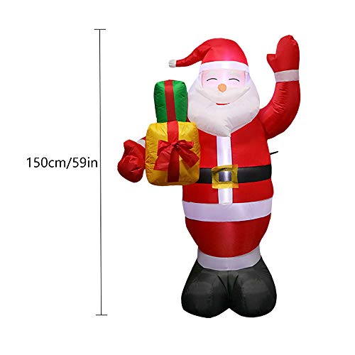 MXXQQ Decorações infláveis de Papai Noel, Papai Noel gigante de 1,5 m, autoinflável, com 3 luzes de