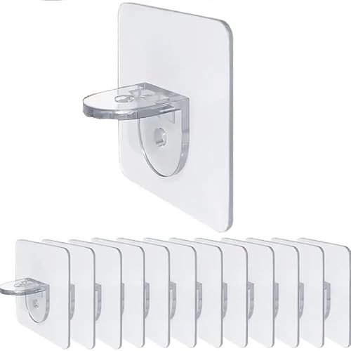 Mr.gadget's Solutions Transparent 10 Pieces Adhesive Pegs Punch,Free Shelf Self Adhesive Hooks Clapboard Sticker,Punch-Free Wardrobe Partition Holder Shelf Support For Kitchen,Bathroom