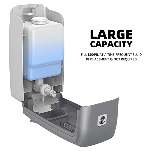 Image of Commercial Wall Mount Soap Dispenser, Refillable ABS Plastic Manual Liquid Hand Soap Sanitizer Dispenser, 27oz (800ml) Large Capacity for Restaurant Office Public Restroom