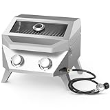 BESTFIRE Tabletop Gas Grill with 2 Burne...