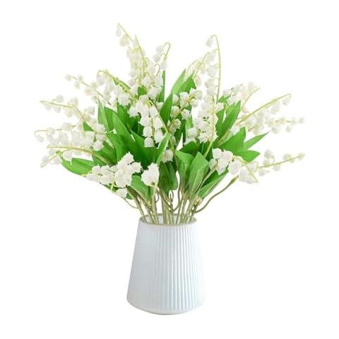 Bacucine 12Pcs Lily of The Valley Artificial Flowers Bell Orchid Fake Flowers for Home Garden Party Wedding Decor Cover