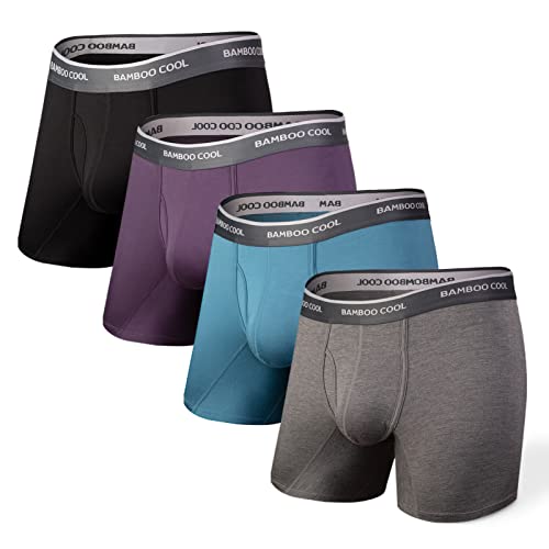 Bamboo Cool Men's Underwear Boxer Briefs Soft Breathable Moisture Wicking Underwear Bamboo Viscose Performance 4 Pack #TOP2