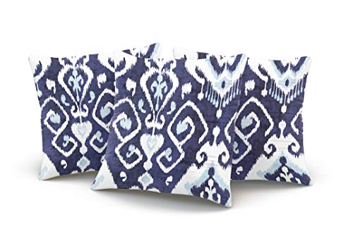 Onging Decorative Throw Pillow Case Modern Chic Decorative Blue And White Ikat Pillowcase Cushion Cover One Side Design Printed Square Size 16X16 Inch #TOP2