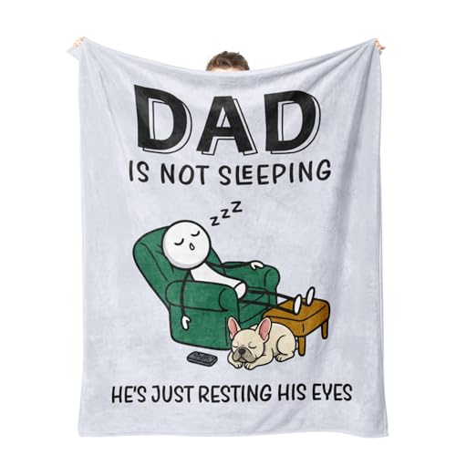 OIIJZzy Funny Birthday Gifts Dads Gifts from Daughter Son Dad is Not Sleeping Blanket Fathers Day Birthday Super Soft Throw Blanket for Couch and Napping 60 x 50