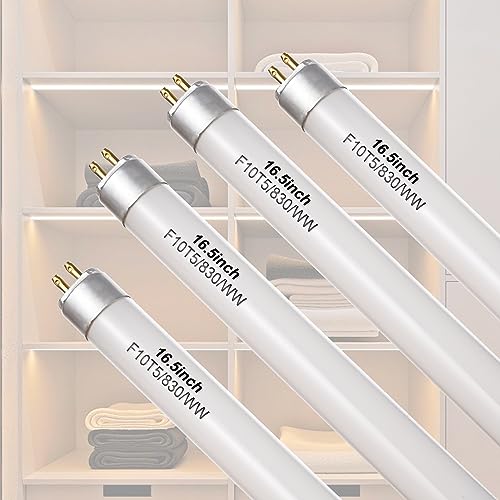 Flysclean - Bombilla fluorescente F10T5/830/L de 16 pulgadas T5 10 W 3000 K de diámetro de la bombilla blanca cálida de 5/8 pulgadas de repuesto para lámparas Jasco Philips para debajo del gabinete