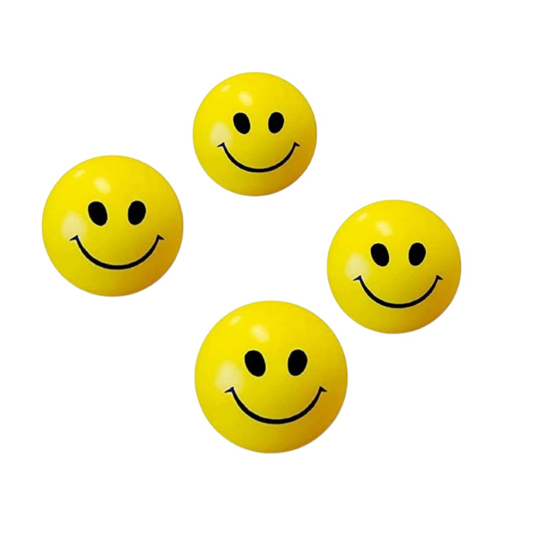 Generic Smiley Face Squeeze Ball - Yellow, Sponge, Stress Reliever, Pack of 3 - Kids