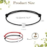 Myfresty 2 Pcs Couples Bracelets 925 Sterling Silver Charm Clover Red String Bracelet for Women Men | Best Friend Bracelets - Valentines Birthday Holiday Gifts, 4.7-8.7", Red+Black
