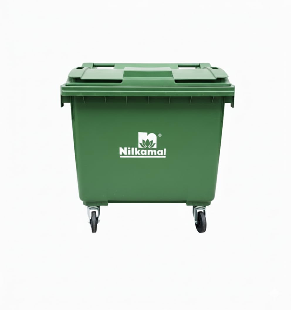 Nilkamal Big Plastic Wheeled Dustbin with Lid 660 Litre Green-image-24