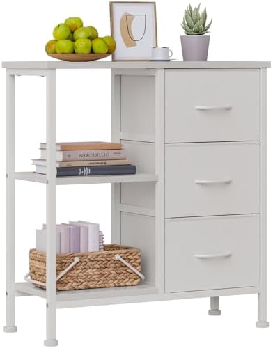 Furnulem 3 Drawer White Dresser for Bedr…