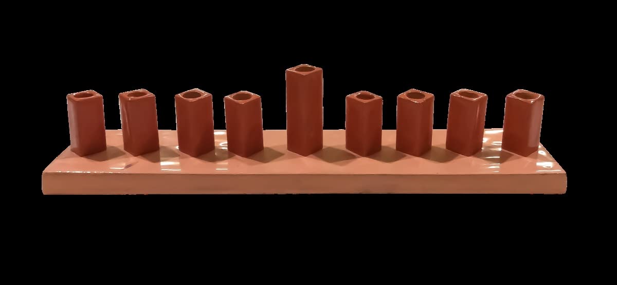 A&M Judaica & Gifts 59049 0.64 x 2 x 2 in. Hanukkah Menorah Enamel - Red