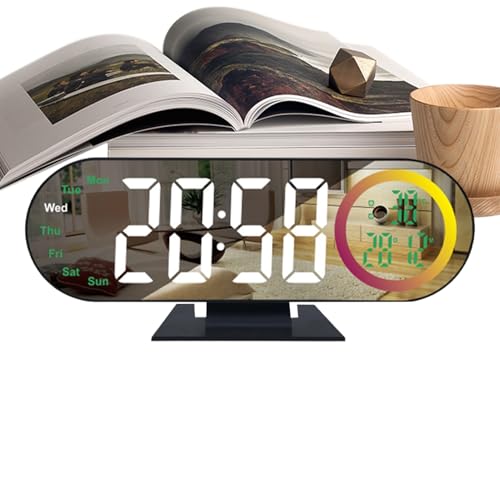 Reloj digital de mesa espejo LED con fecha para evitar retrasos 2
