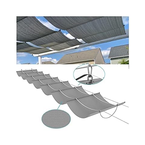MHxin-CanopyShading Retractable Wave Shade Sail Waterproof Patio Sunshade Sliding Sliding Retractable Awning Suitable Cover