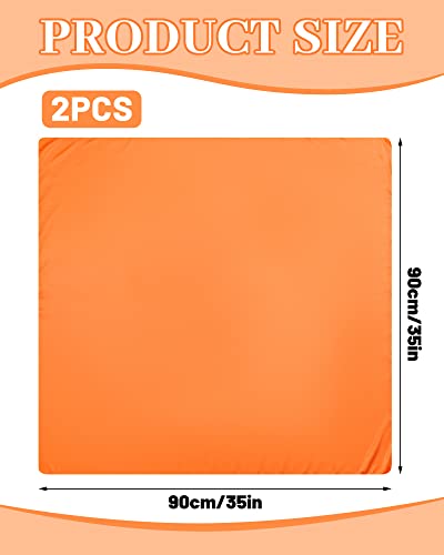 2pcs Orange Large Square Scarf Halloween Costume Head Scarf Neck Scarf Skinny Scarf Headscarf for Men Women, 35 x 35 Inch2