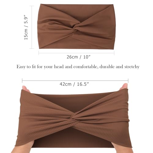 Image of DRESHOW 4 Pack Turban Headbands for Women Wide Vintage Head Wraps Knotted Cute Hair Band Accessories