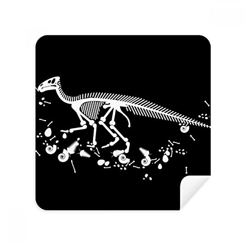 Chiffon de nettoyage pour lunettes motif os de dinosaure en daim noir x2