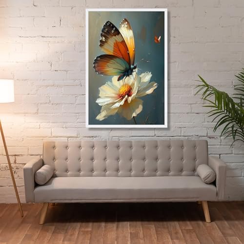 Tableau papillon sur fleur blanche toile décorative 60x80 - 2